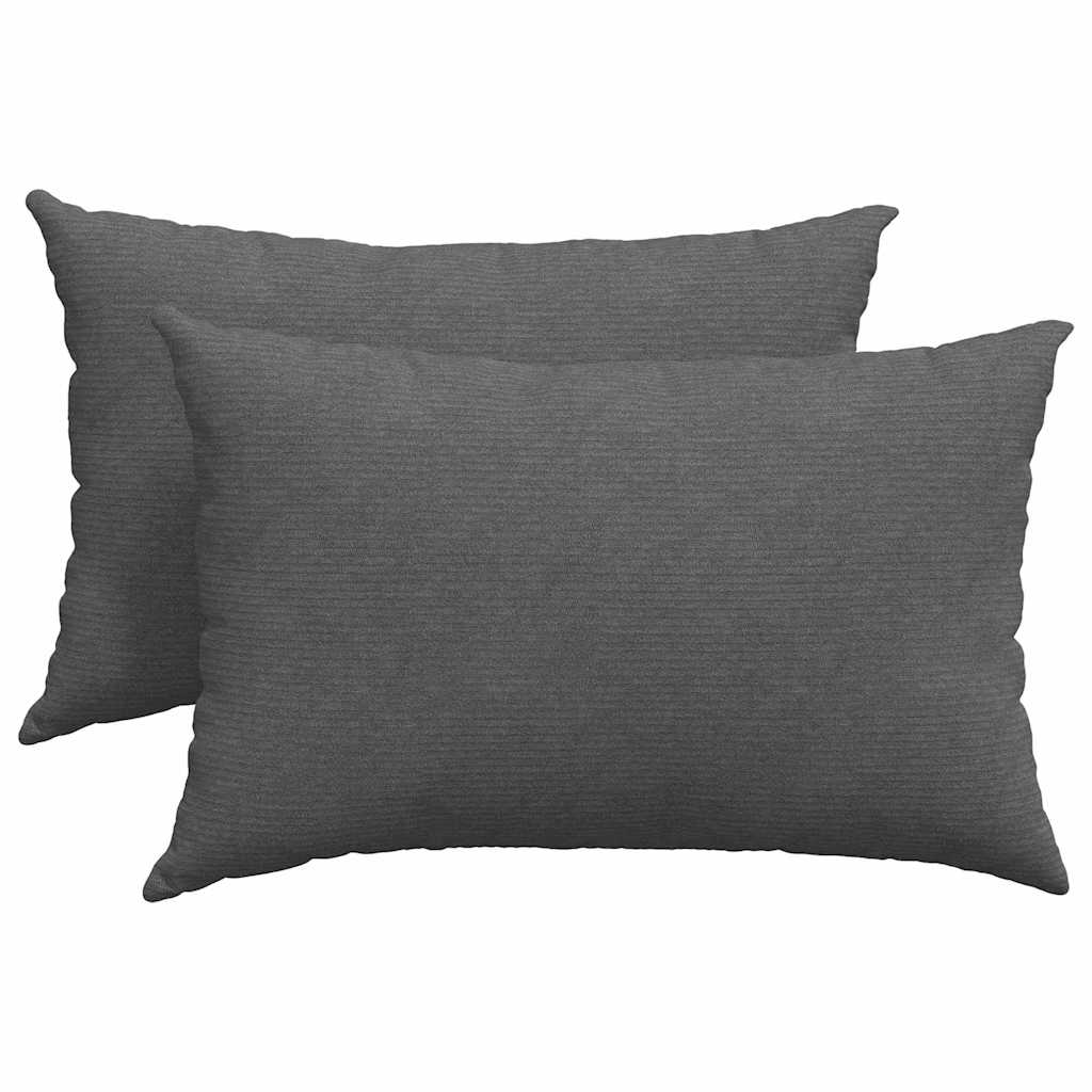 Sofa Pillows 2 pcs Dark Grey 60 x 40 cm Corduroy Fabric